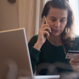 Woman finding fraud on her debit card