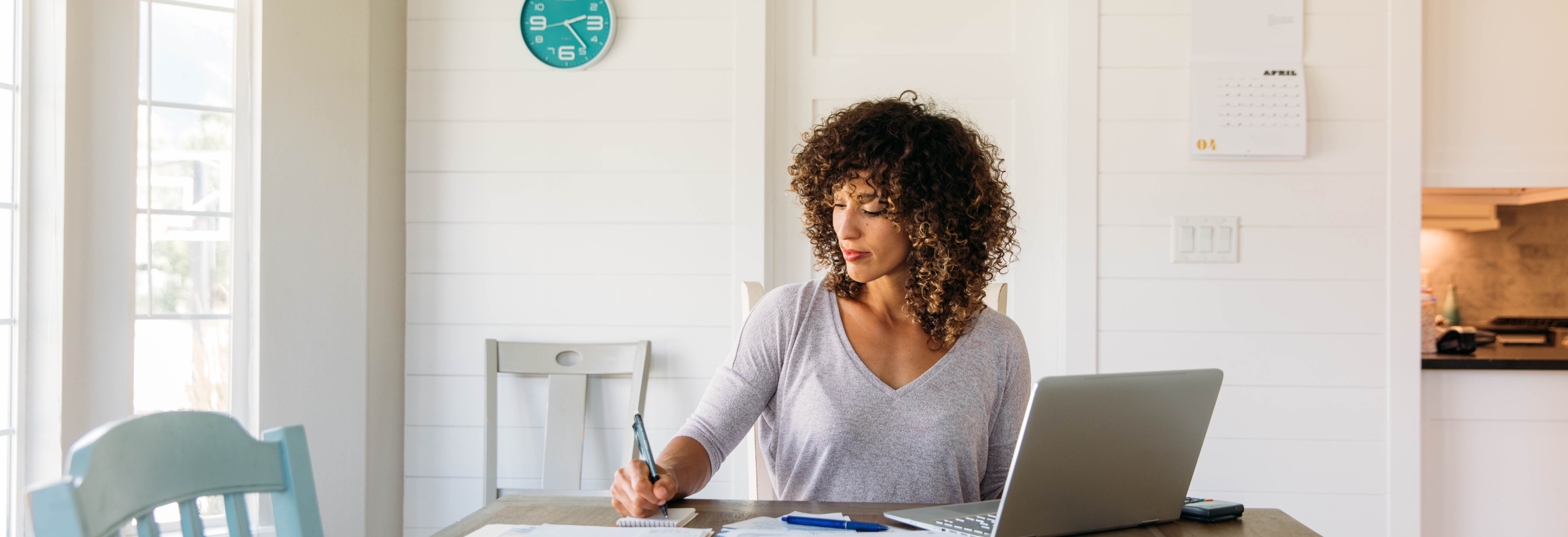 Woman tracking personal finances